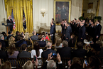 美国总统特朗普出席白宫高级职员入职仪式