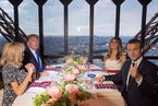 法美两国总统于埃菲尔铁塔共进晚餐 