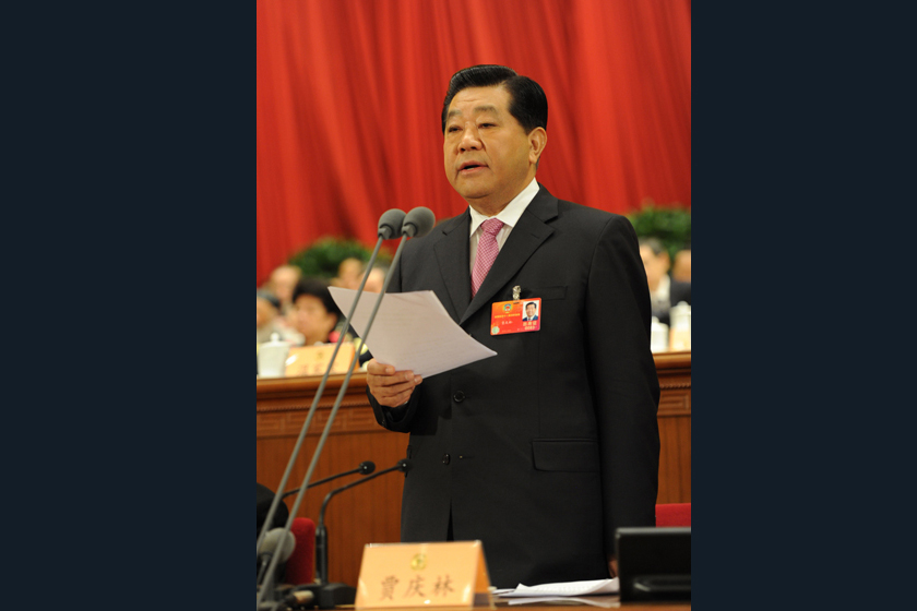 3月13日，全国政协十一届五次会议在北京人民大会堂举行闭幕会。贾庆林主持闭幕会并讲话。 马占成/新华社_全国政协十一届五次会议闭幕