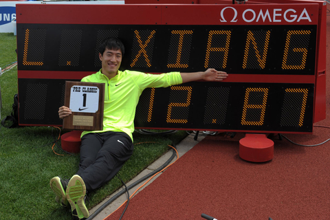 北京时间2012年6月3日凌晨，2012年国际田联钻石联赛尤金站110米栏的比赛中，刘翔以12秒87夺冠！但赛时风速显示为2.4米/秒，超过了规定的2米/秒，因此不能算作平世界纪录。CFP