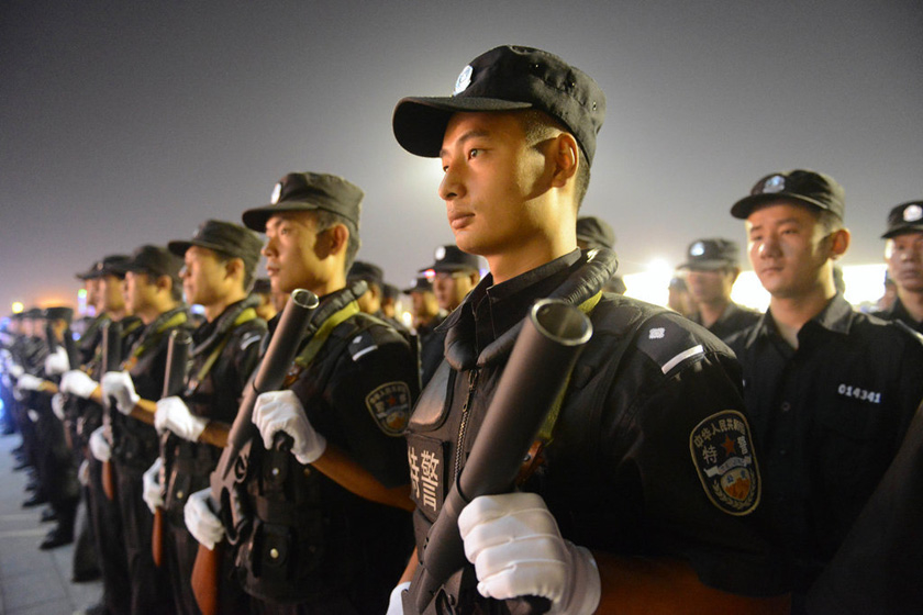 8月22日晚,山西省太原市公安局"省城治安防控联合巡逻启动仪式"在太原