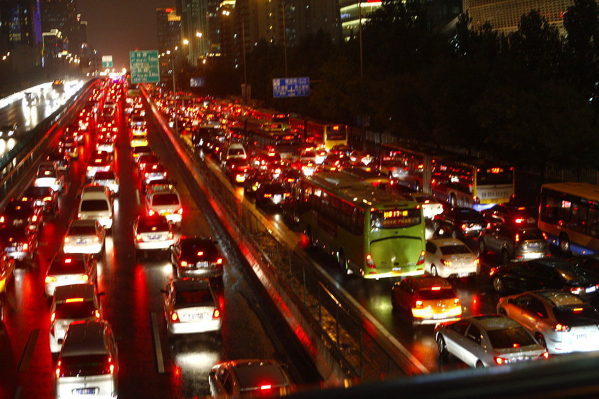 北京堵车高峰期图片