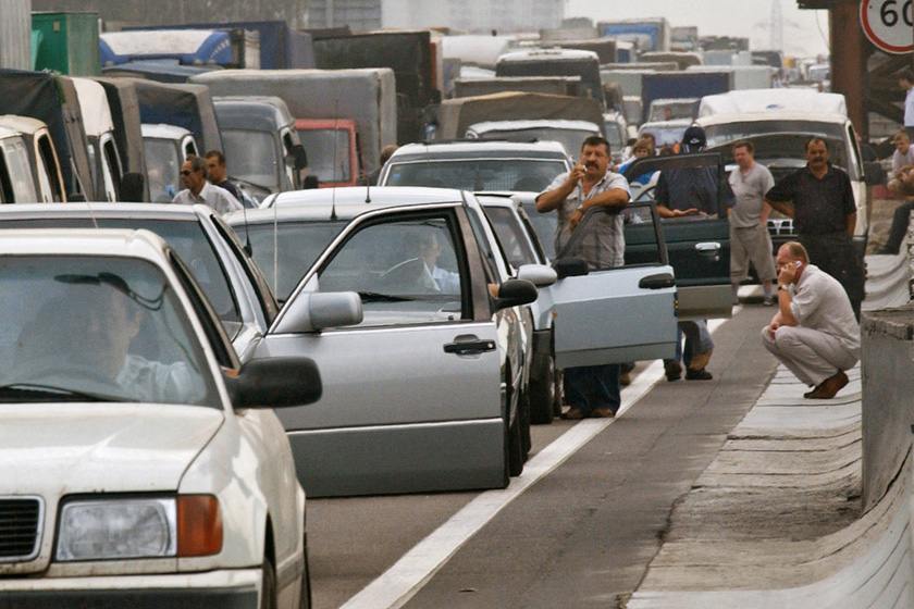 2005年8月19日，莫斯科交通拥堵。 CFP_世界各地堵车景象