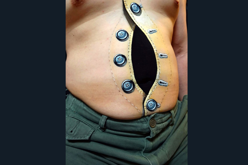 Chooo-San创作的人体彩绘。  东方IC_日本大学生创作逼真人体彩绘