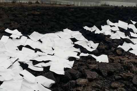 11月23日，青岛，近海海面被爆炸泄漏的原油污染。