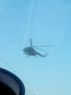 6月25日，护送中国员工撤离的伊拉克直升机。图片来源：受访人士