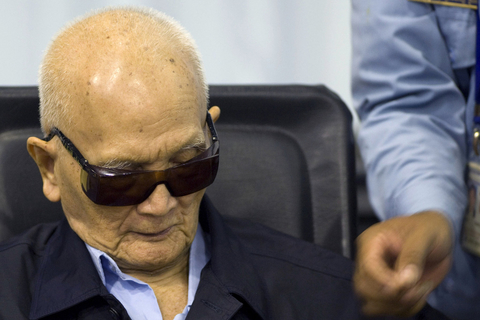 当地时间2014年8月7日，柬埔寨金边，红色高棉首席理论家农谢出庭受审。东方IC