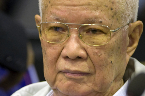 当地时间2014年8月7日，柬埔寨金边，红色高棉前领导人乔森潘出庭受审。 东方IC