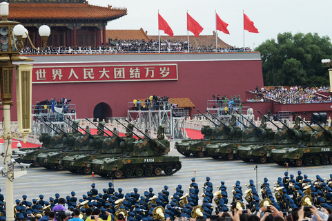 8月23日上午，抗战胜利70周年阅兵预演在天安门地区及长安街沿线举行。 东方IC 