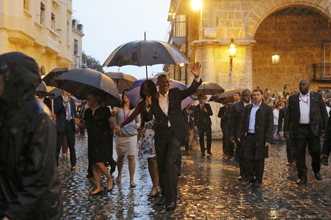 U.S. President Barack Obama and his wife Michelle tour Old Havana at the start of a three-day visit