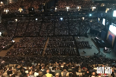 世纪互联中心会场内，股东大会将于上午9：30开始。图/财新记者 张远岸