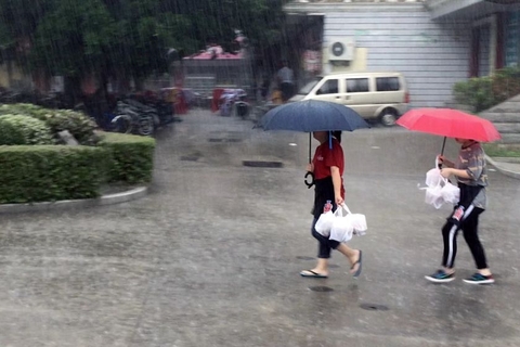 2018年5月7日，福建南部沿海地区局地发生特大暴雨，厦门多地积水严重，厦门大学则开启了“看海”模式。图/厦门大学师生提供